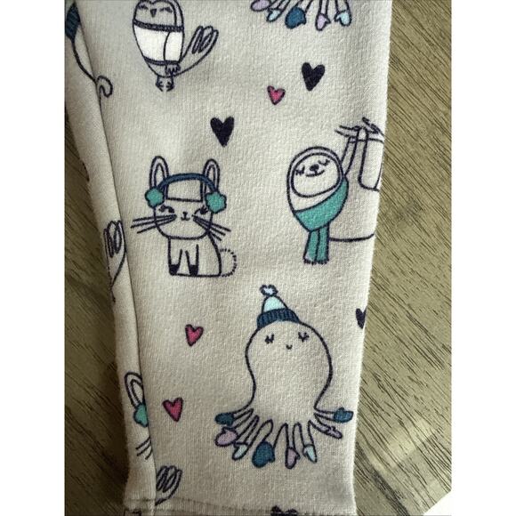 Gymboree 6-12 M Animals In Winter Clothes And Hearts Pull On Fleece Lined Pants - Picture 3 of 6